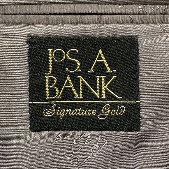 JOS A BANK Gold Men’s 2-Piece Suit 44L Blazer 38x30 Pants Gray Wool 2-Btn Jacket - Picture 15 of 16
